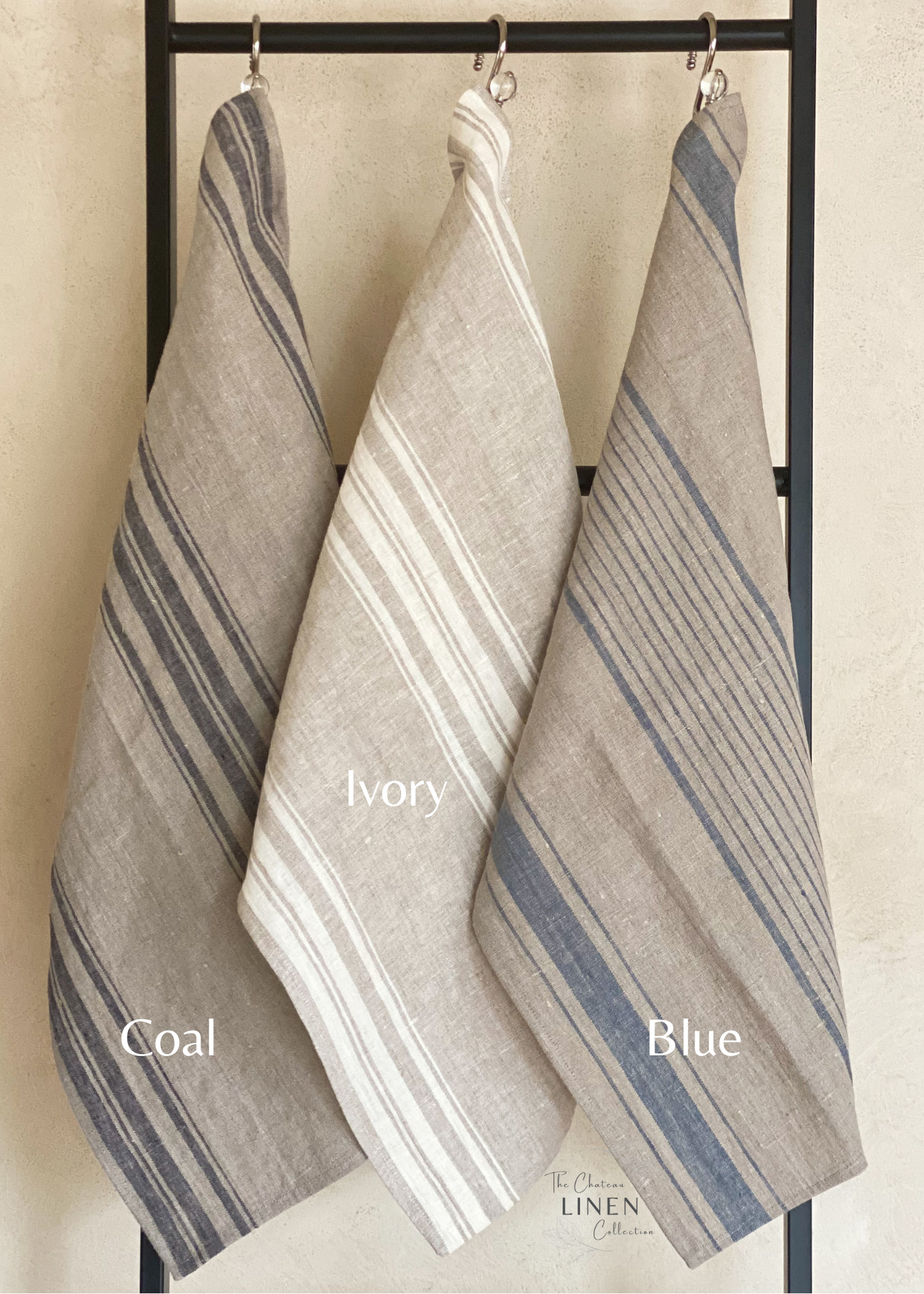 French Style Linen Towels Set of 2, Linen Kitchen Towels With Loop