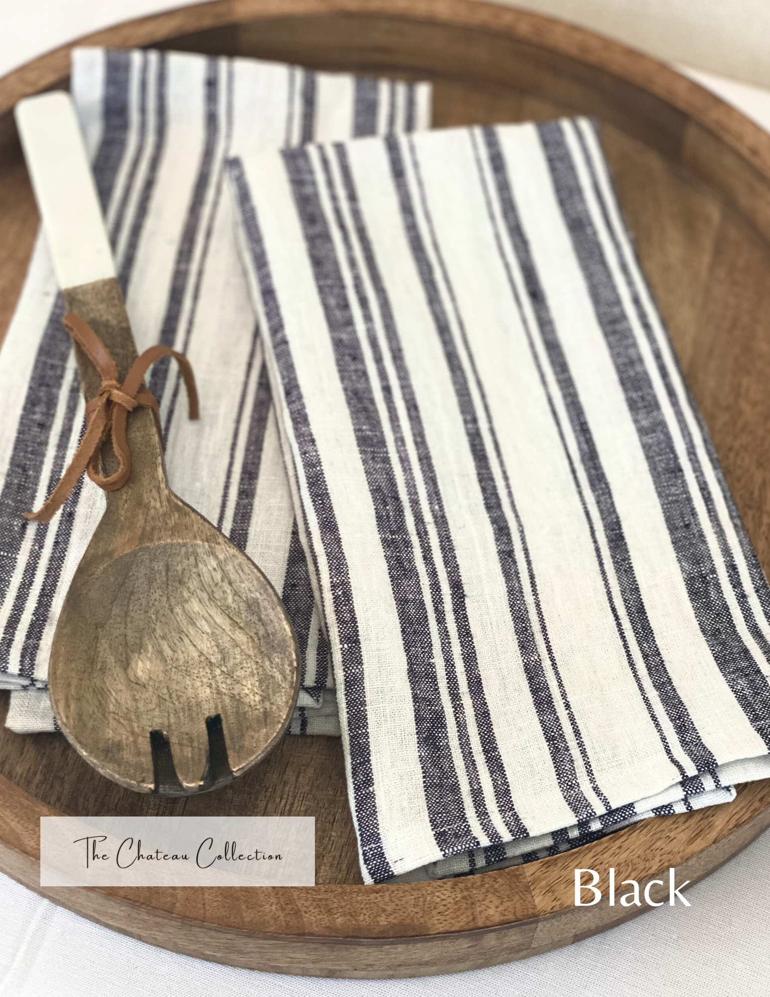 Ticking Striped Linen Tea Towel